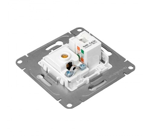 Механизм розетки TV+RJ45 (cat5), белый Эпика EKF  UP1-SOW-TV+RJ  EKF