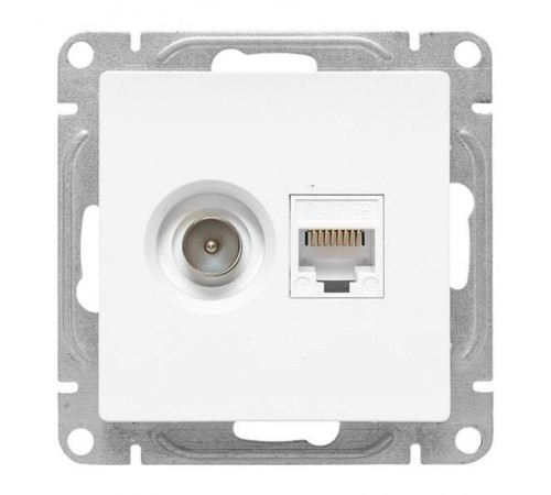 Механизм розетки TV+RJ45 (cat5), белый Эпика EKF  UP1-SOW-TV+RJ  EKF