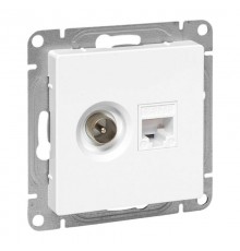 Механизм розетки TV+RJ45 (cat5), белый Эпика EKF  UP1-SOW-TV+RJ  EKF