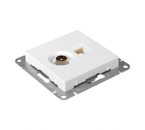 Механизм розетки TV+RJ45 (cat5), белый Эпика EKF  UP1-SOW-TV+RJ  EKF