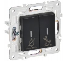 SKANDY Выключатель 2-клавишный с индикацией для отелей 10А SK-V16Bl черный   SK-V20-2-10-K02  IEK