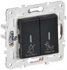 SKANDY Выключатель 2-клавишный с индикацией для отелей 10А SK-V16Bl черный   SK-V20-2-10-K02  IEK