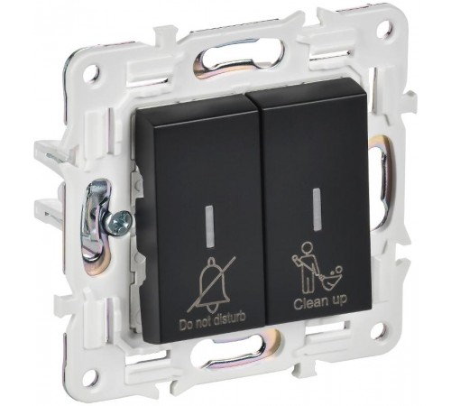 SKANDY Выключатель 2-клавишный с индикацией для отелей 10А SK-V16Bl черный   SK-V20-2-10-K02  IEK