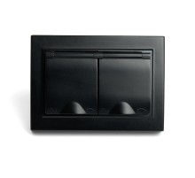 Розетка 2-местная с/з с крышкой, серия Эрна, PST16-9015-03, черный  49138  STEKKER