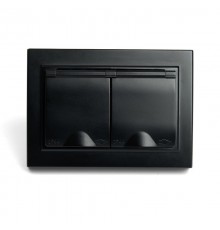 Розетка 2-местная с/з с крышкой, серия Эрна, PST16-9015-03, черный  49138  STEKKER