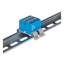 Блок распределительный с гориз. адапт. на рейку шириной 35мм, зажим push-in, 10 точки подкл. 2,5 кв.мм, синий  DTP1-010-04SPUB-H  DKC