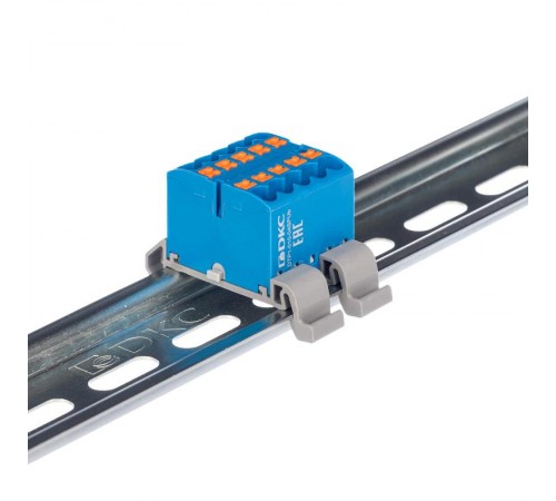 Блок распределительный с гориз. адапт. на рейку шириной 35мм, зажим push-in, 10 точки подкл. 2,5 кв.мм, синий  DTP1-010-04SPUB-H  DKC