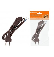 Шнур с выключателем и плоской вилкой ШУ01В ШВВП 2х0,75мм2 2м. коричневый "ЭКО"  SQ1305-0006  TDM