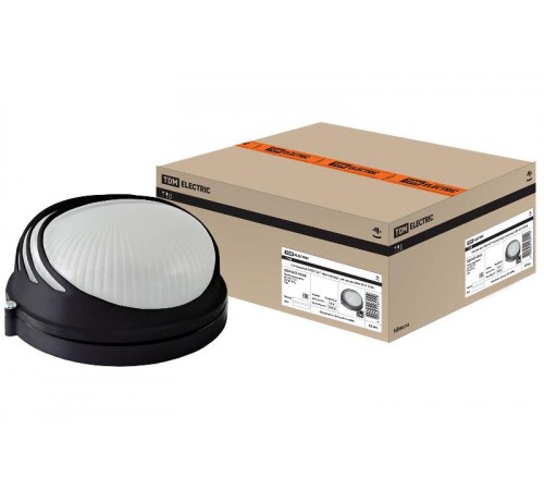 Светильник пылевлагозащищенный под лампу для ЖКХ НПБ1307 черный/круг ресничка 60Вт IP54  SQ0303-0052  TDM