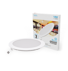 Встраиваемый светильник ультратонкий круглый IP20 18W225х22 O 210 6500K 1560лм 1/20  939111318  Gauss
