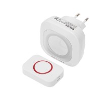 Беспроводной дверной звонок в розетку мигающий 36 мелодий IP44 (белый/серый)  73-0090  REXANT