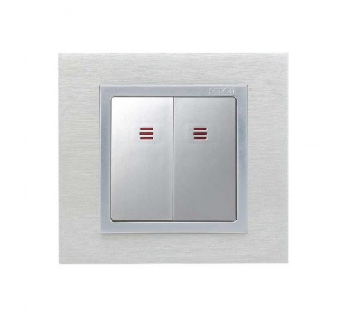 Simon 82 Клавиши (2 шт) для двухклавишного выключателя с подсветкой, S82, S82N, алюминий  82025-33  Simon