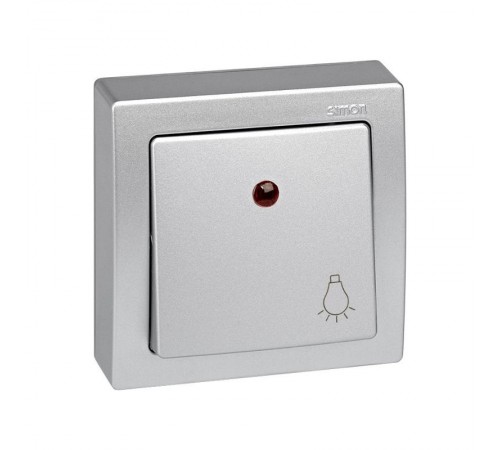 Simon 73 Клавиша для выключателя одноклавишного с подсветкой кнопочного с пиктограммой "лампа", S73 Loft, алю  73016-63  Simon