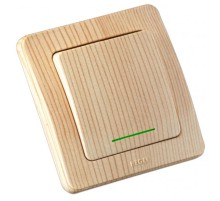 Выключатель скрытой установки, одноклавишный, с индикацией, цвет, сосна  ВС16-312-02  HEGEL