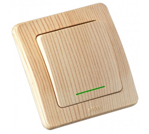 Выключатель скрытой установки, одноклавишный, с индикацией, цвет сосна  ВС10-312-02  HEGEL