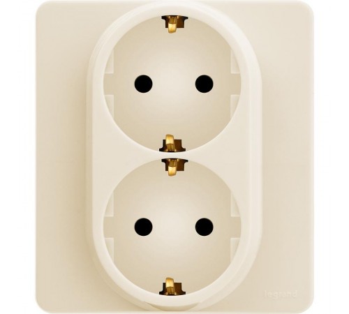 Inspiria Слоновая кость Розетка 2-ая с заземлением С/У 16А с рамкой  673751  Legrand