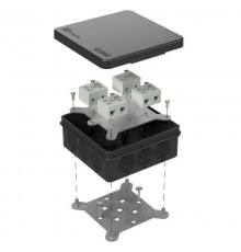 Коробка огнестойкая для о/п двухкомпонентная 60-0303-9005-FR10.0-8 Е15-Е120 100х100х40 IP66  8p, 10.0 мм.кв. черная 60-0303-9005-FR10.0-8  Промрукав