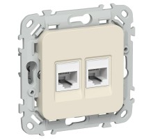 FLITE Розетка 2-ая компьютерная RJ45 кат.5Е UTP РК5е-2-0-ФлСл сливочный  FI-K22-1-K86  IEK