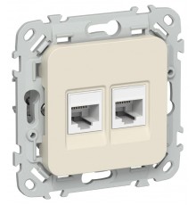 FLITE Розетка 2-ая компьютерная RJ45 кат.5Е UTP РК5е-2-0-ФлСл сливочный  FI-K22-1-K86  IEK