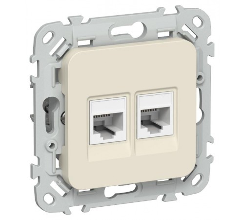 FLITE Розетка 2-ая компьютерная RJ45 кат.5Е UTP РК5е-2-0-ФлСл сливочный  FI-K22-1-K86  IEK