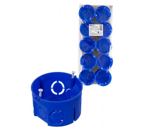 Коробка установочная СП D68х42 мм, саморезы, без стыковочных узлов, синяя, IP20, (10 шт)  SQ1402-2938  TDM