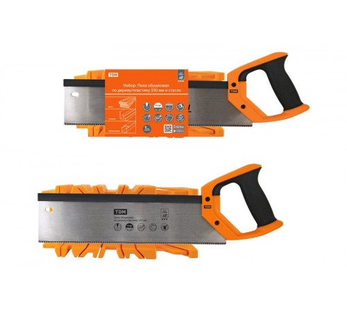 Набор: Пила обушковая по дереву/пластику 350 мм и стусло, закаленные зубья, "Алмаз"  SQ1035-0104  TDM