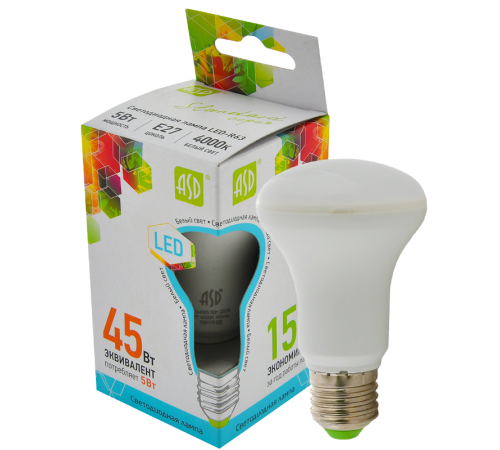 Лампа светодиодная LED-R63-standard 5Вт 230В Е27 4000К 450Лм  4690612001555  ASD