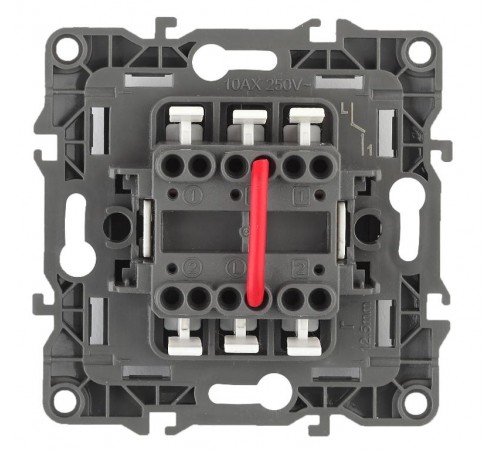 Выключатель двойной 12-1004-05   10АХ-250В, без м.лапок,  антрацит  Б0014655  ЭРА