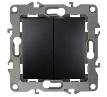 Выключатель двойной 12-1004-05   10АХ-250В, без м.лапок,  антрацит  Б0014655  ЭРА