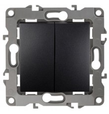 Выключатель двойной 12-1004-05   10АХ-250В, без м.лапок,  антрацит  Б0014655  ЭРА