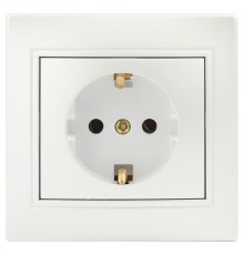 Розетка Intro Plano 1-202-06 с заземлением 2P+E Schuko, 16А-250В, IP20, СУ, перламутр  Б0053883  Intro