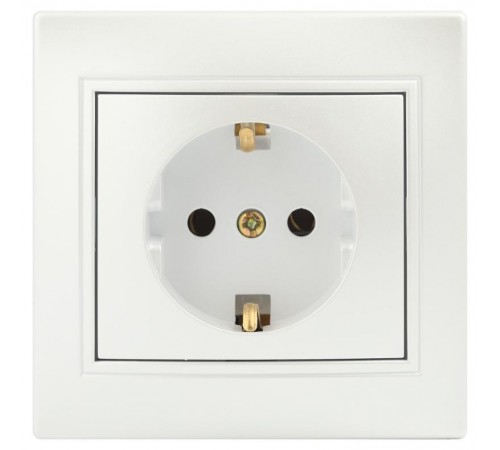 Розетка Intro Plano 1-202-06 с заземлением 2P+E Schuko, 16А-250В, IP20, СУ, перламутр  Б0053883  Intro