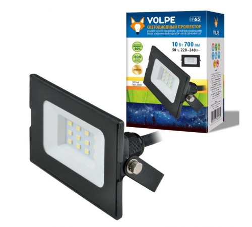 Прожектор светодиодный ULF-Q513 10W/DW IP65 220-240В BLACK  10вт, 6500К, черный  UL-00003983  Volpe