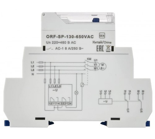Реле фаз ORF-SP 3ф. 2 конт. 130-650В AC  ORF-SP-130-650VAC  ONI