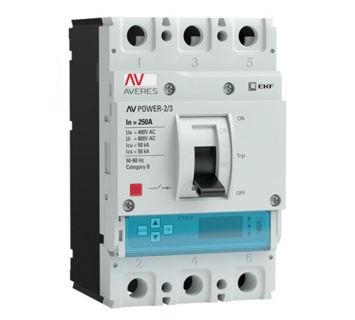 Выключатель автоматический AV POWER-2/3 250А 50kA ETU6.2  mccb-23-250-6.2-av  EKF
