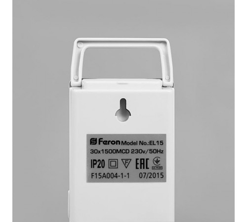 Светильник аварийного освещения аккумуляторный EL15 30 LED DC Li-ION батарея, белый 203*68*45 мм  12896  FERON