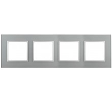 14-5104-03 Рамка на 4 поста, стекло, Эра Elegance, алюминий+алюм  Б0034526  ЭРА