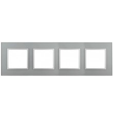 14-5104-03 Рамка на 4 поста, стекло, Эра Elegance, алюминий+алюм  Б0034526  ЭРА