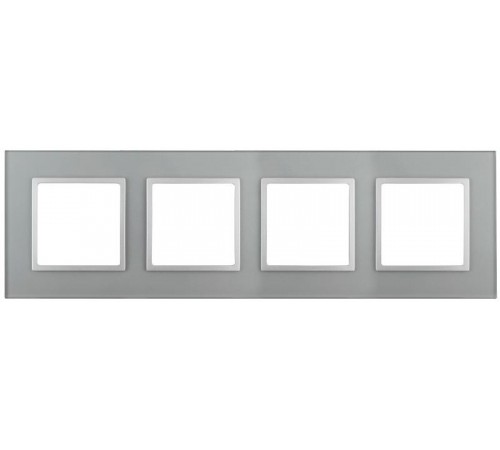 14-5104-03 Рамка на 4 поста, стекло, Эра Elegance, алюминий+алюм  Б0034526  ЭРА