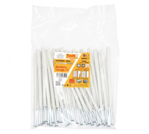 Дюбель-гвоздь YZ потайн. манжета нейлон 8x135 (30 шт)- пакет  147496  Tecfi