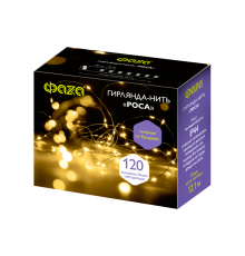 Гирлянда декоративная питание от ЭП  DC-G03-120Y, 120 желт. microLED, 12.1 м., 8 реж., 3xAA, IP44  .5047792  ФАZА