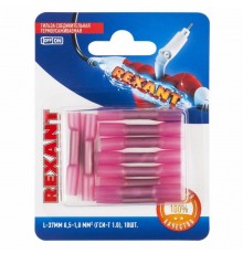 Соединительная гильза изолированная термоусаживаемая L-37мм 0.5-1мм (ГСИ-т 1.0 / ГСИ-т 0,5-1,0 / KY-1) красная (в упак. 10шт.)  06-0430-A  REXANT