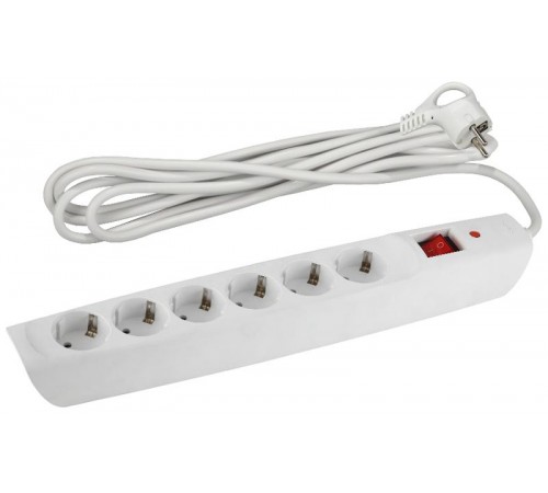 SFX-6es-4m-W Сет.фильтр (белый) с заземл, 10A, с выкл, 6гн, 4м (10/200)  Б0044025  ЭРА