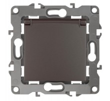 Розетка 12-2103-13 с заземлением со шторками с крышкой, 16АХ-250В,  бронза  Б0019328  ЭРА