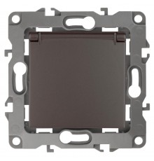 Розетка 12-2103-13 с заземлением со шторками с крышкой, 16АХ-250В,  бронза  Б0019328  ЭРА