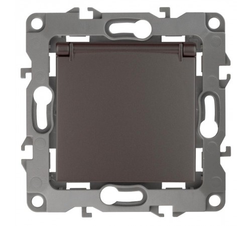 Розетка 12-2103-13 с заземлением со шторками с крышкой, 16АХ-250В,  бронза  Б0019328  ЭРА