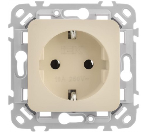 FLITE Розетка с заземлением без шторок быстрозажимные клеммы 16А РС11-1-ФлСл сливочный  FI-R11-16-1-K86  IEK