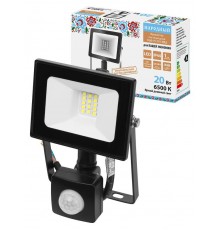 Прожектор СДО-05-020-ИКД (ИК датчик) 20 Вт, 1600 лм, 6500 К, 220-240 В, IP44, черный, Народный  SQ0336-0290  TDM
