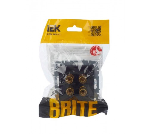 BRITE АудиоРозетка 4-местная РА10-БрЧ черный  BR-S40-K02  IEK