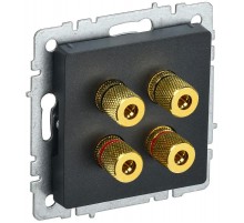 BRITE АудиоРозетка 4-местная РА10-БрЧ черный  BR-S40-K02  IEK